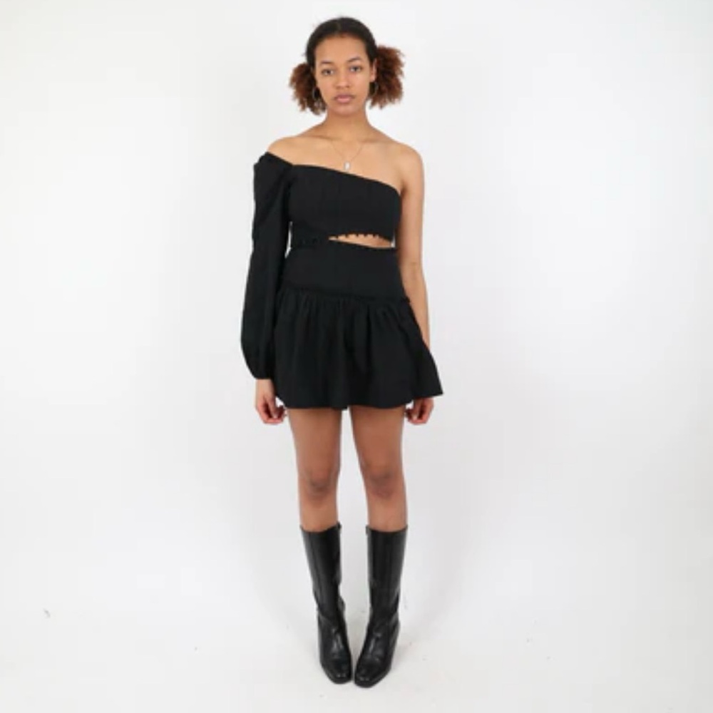 Seven Wonders Women’s Casablanca Black One Shoulder Button Midriff Mini Dress M